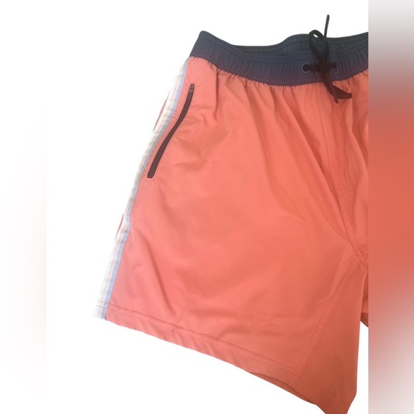 All Fenix Men’s Swim Shorts Melon with Navy Trim Medium - Picture 2 of 7